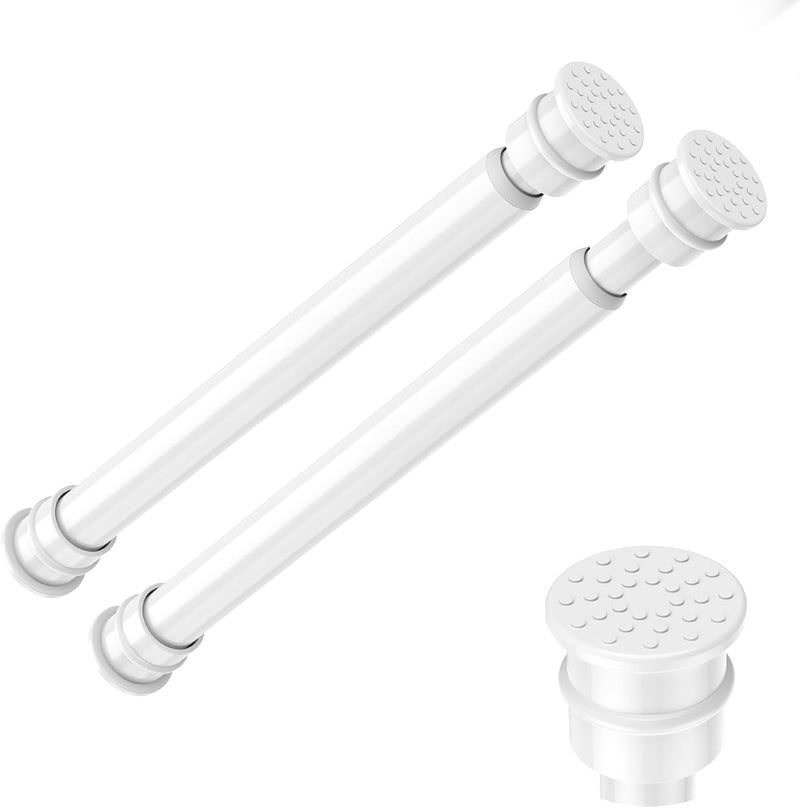 fvonzn Fvonzon 2 Pack Small Tension Rods 8-12.5 Inch, Thin Tension Curtain Rod, Mini Spring Rod for Closet, Cabinet & Kitchen, Tiny Curtain Rod Tension, Short Closet Rods, White - Image 1